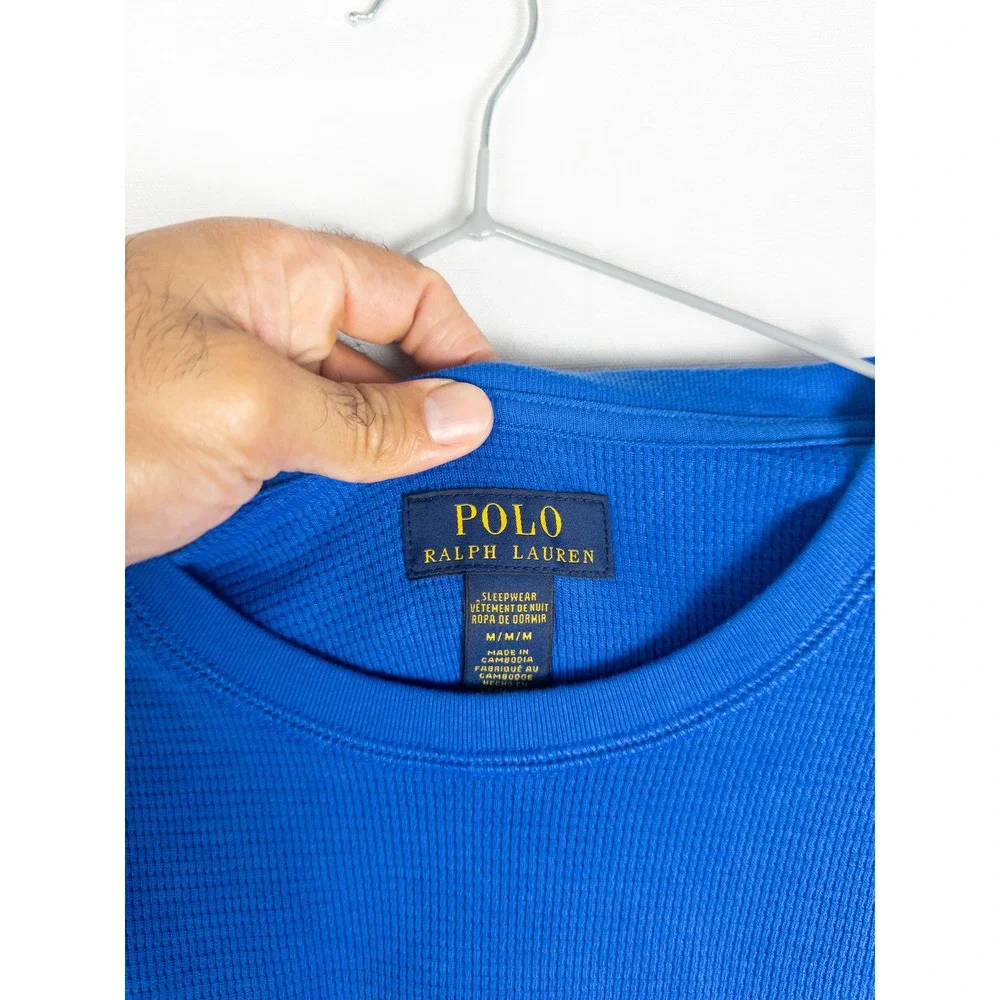 Polo Ralph Lauren Polo Bear Thermal Long Sleeve Shirt Mens M Blue Preppy NWT